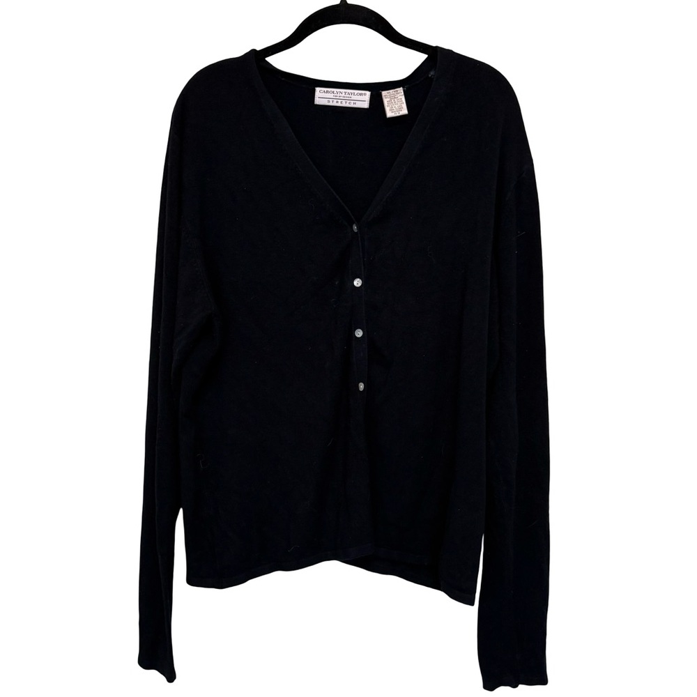 Vintage Black Rayon Button Up Cardigan